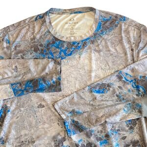 Realtree Fishing Mens 3XL Long Sleeve Performance Shirt Blue Grey Wave Camo 3X